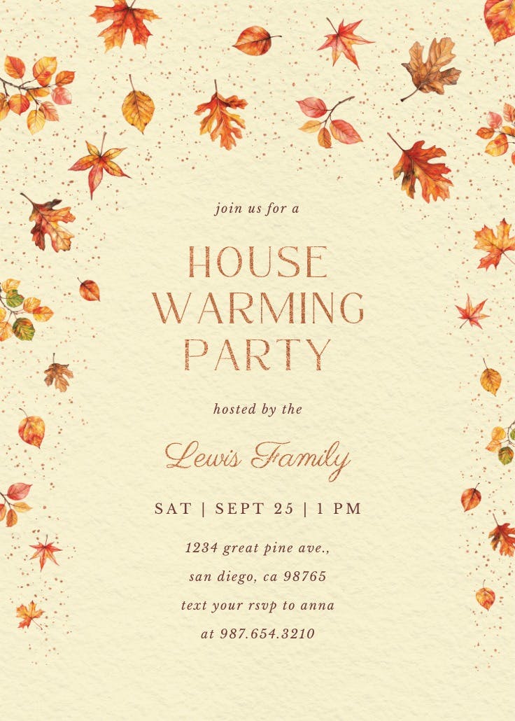 Watercolor autumn - housewarming invitation