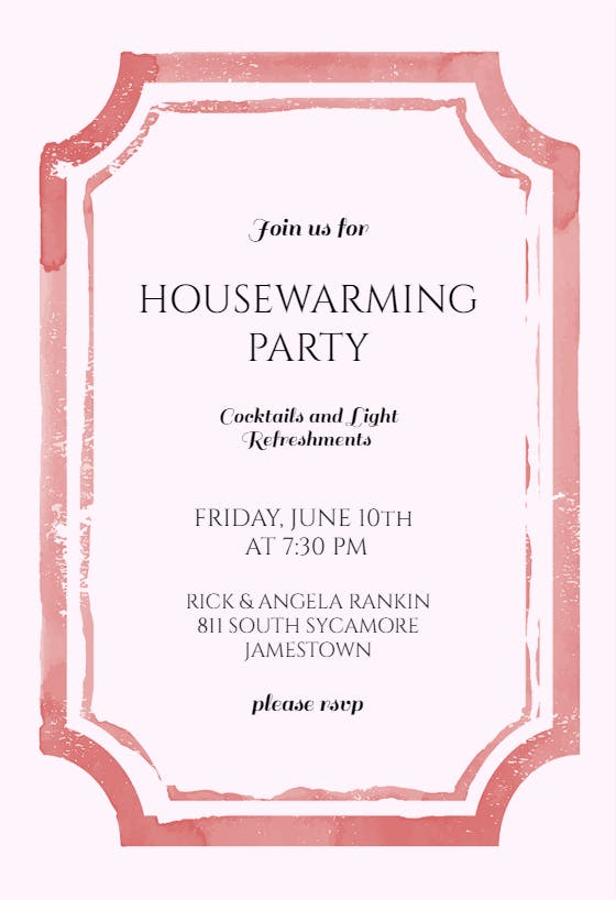 Watercolor frame - housewarming invitation