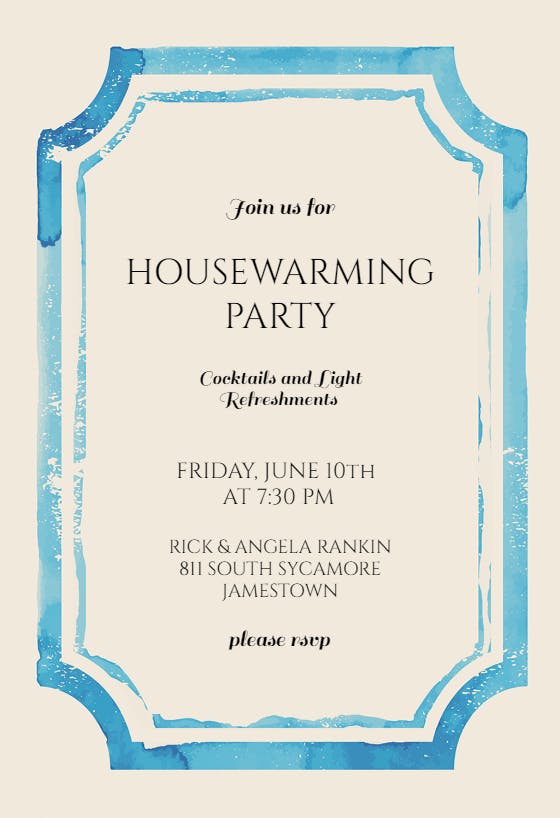 Watercolor frame - housewarming invitation