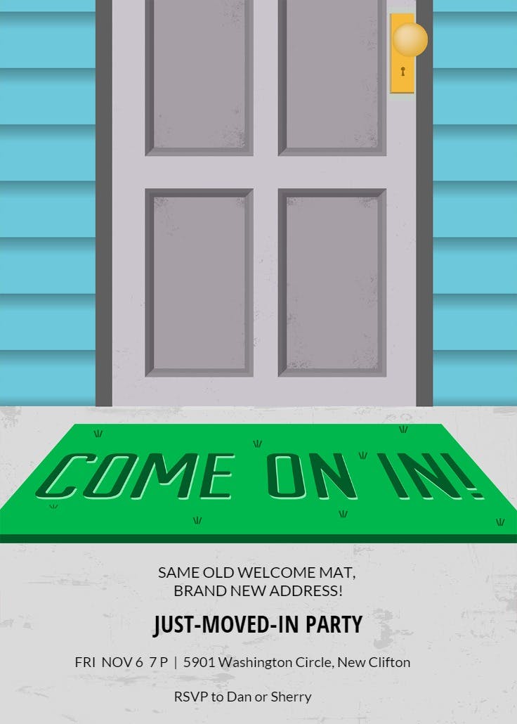 Welcome mat - housewarming invitation