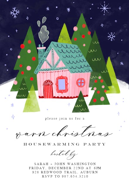 Winter Pink House - Housewarming Invitation