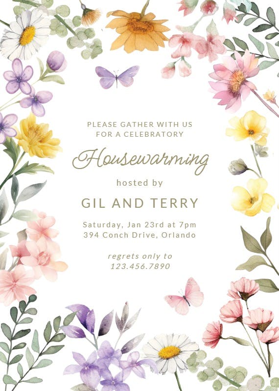 Wonderful blossoms - housewarming invitation