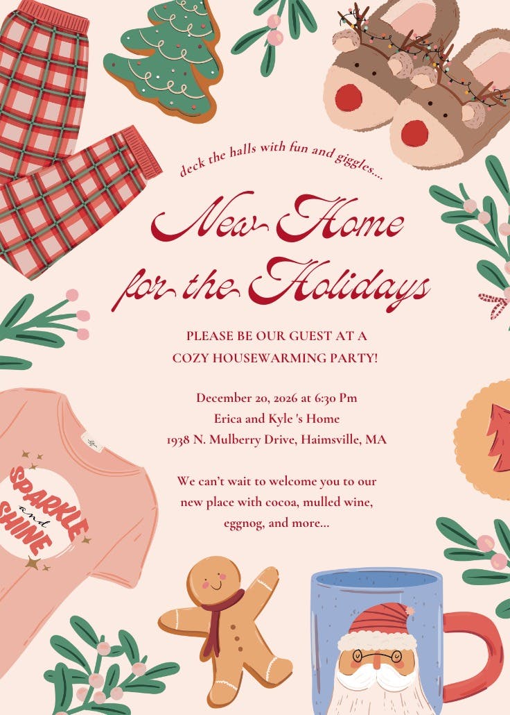 Xmas pjs - housewarming invitation
