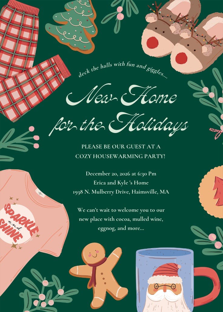 Xmas pjs - housewarming invitation