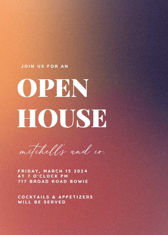 Aesthetic gradient art - open house invitation