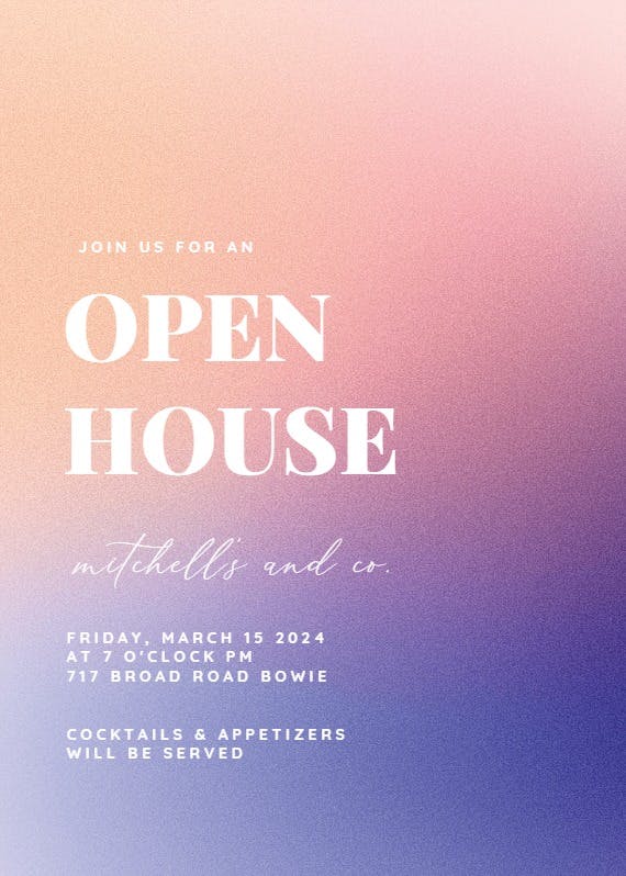 Aesthetic gradient art - open house invitation