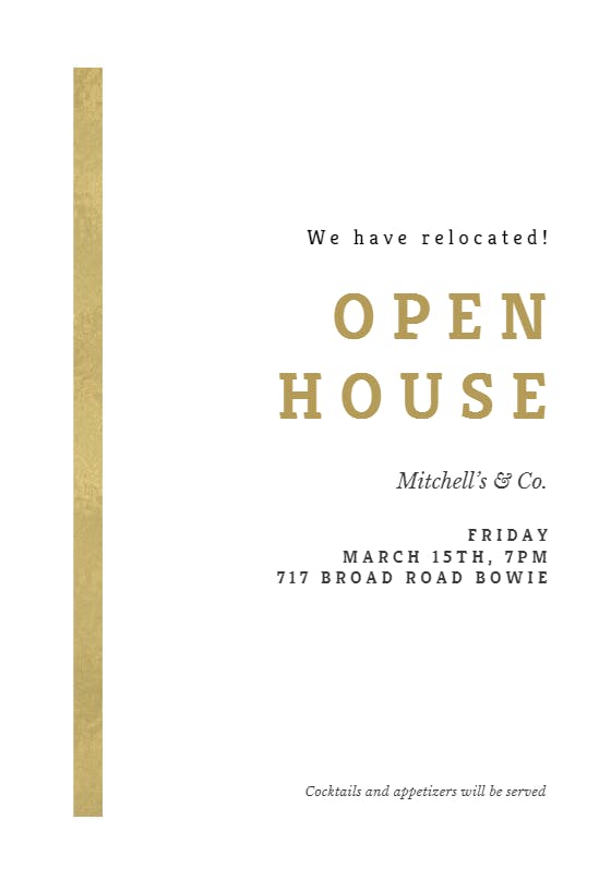 Asimetric stripe - open house invitation