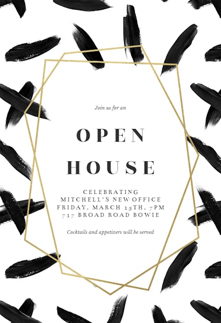 Black brush strokes - Open House Invitation