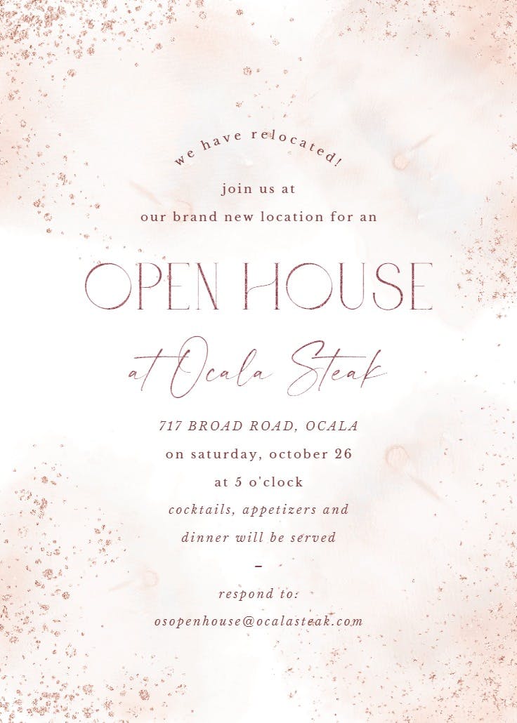 Blush gold spots - invitación para casa abierta