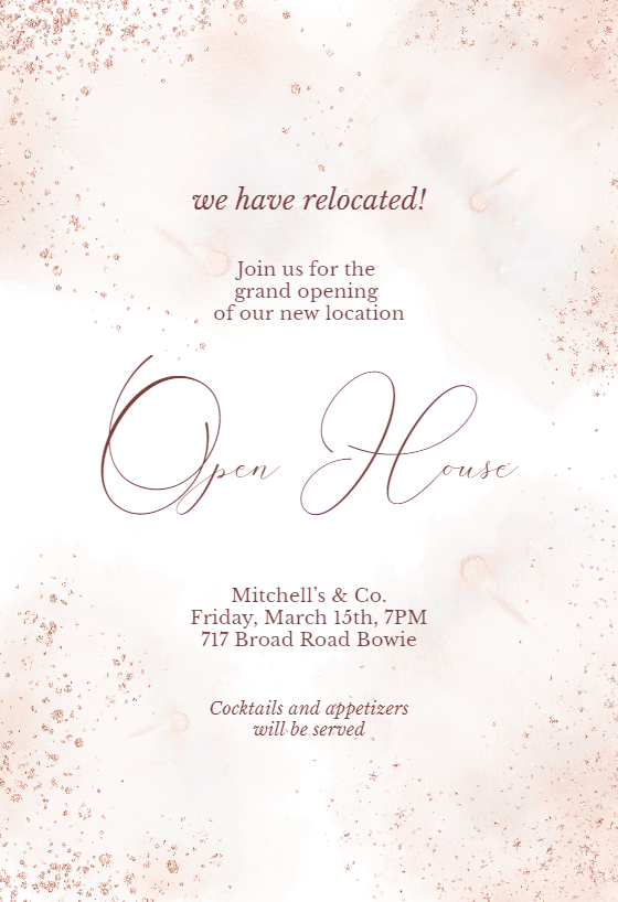 Blush Gold Spots - Open House Invitation Template | Greetings Island