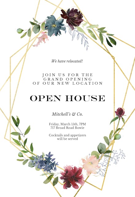 Geometric & flowers - open house invitation