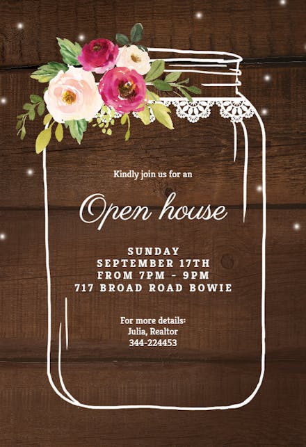 Jar with flowers - Open House Invitation
