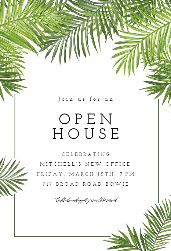 Palm leaves - open house invitation