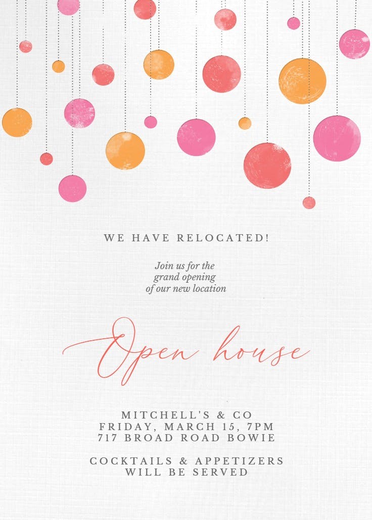 Suspended circles - open house invitation