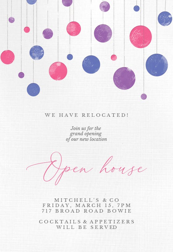 Suspended circles - open house invitation