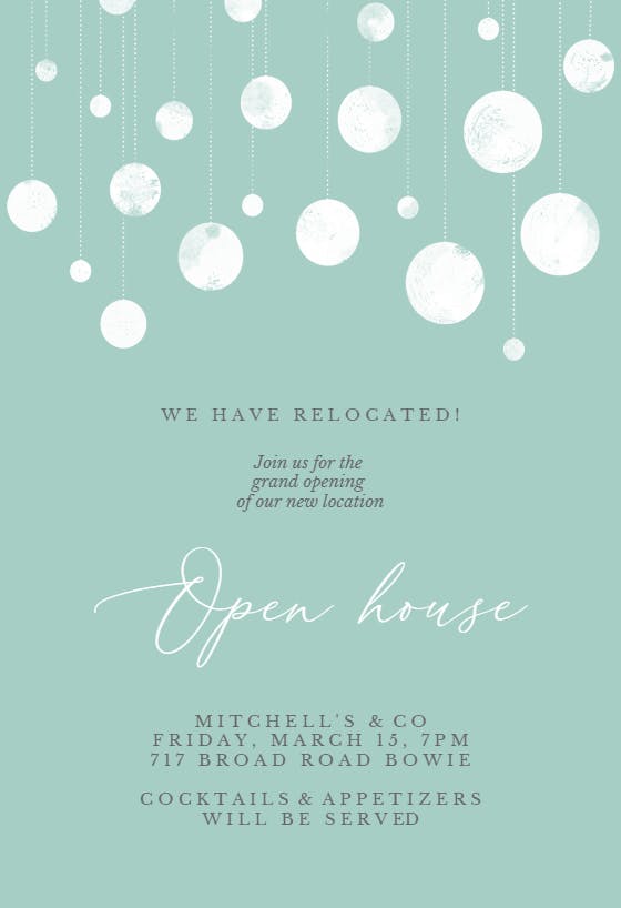 Suspended circles - open house invitation
