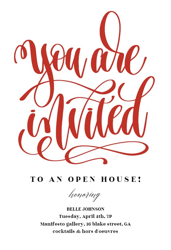 You are invited -  invitación para casa abierta