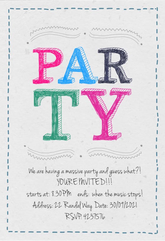 A massive party - printable party invitation