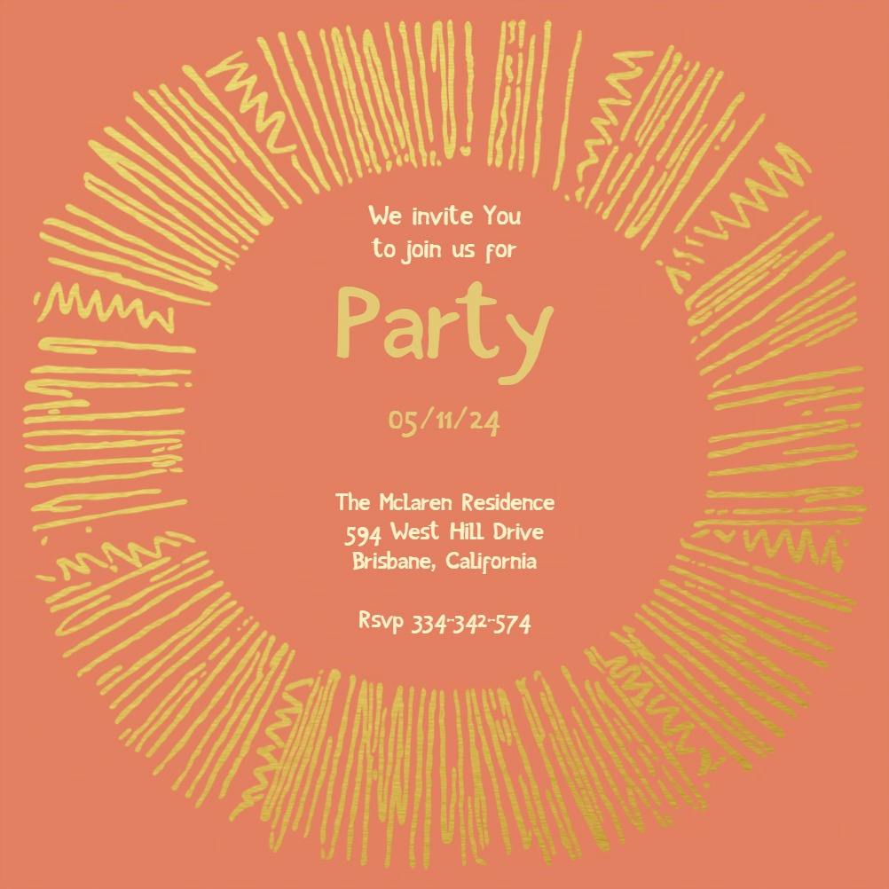 Ancient sunburst pink - printable party invitation