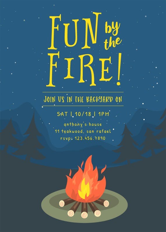 Bonfire bug - pool party invitation