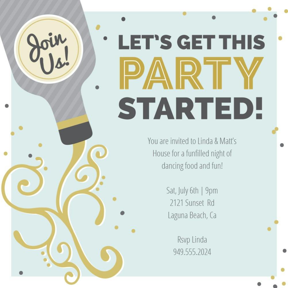 Bottle splash - printable party invitation