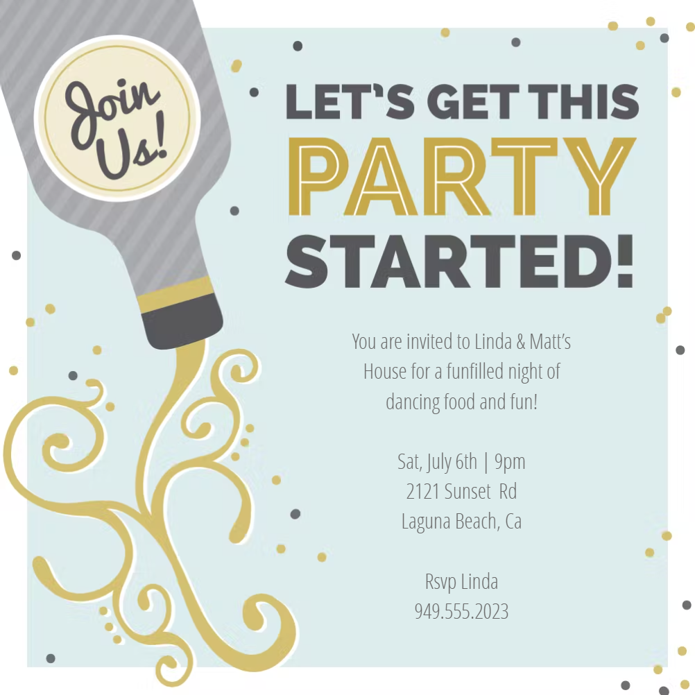 Bottle Splash - Party Invitation Template (Free) | Greetings Island