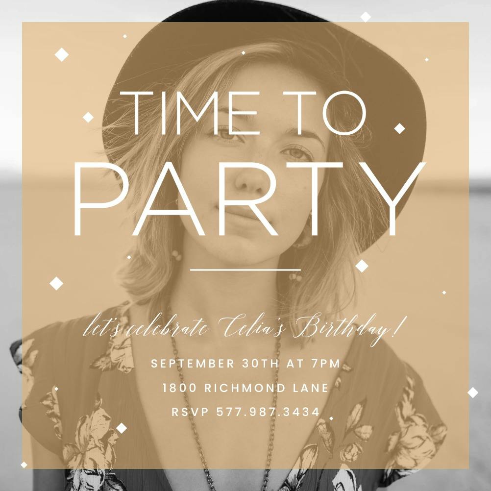 Brown party filter -  invitación de fiesta de cumpleaños con foto