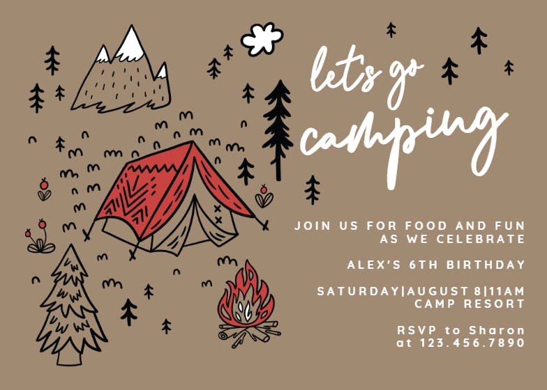 Camping Tent Printable Party Invitation Template Free Greetings Island