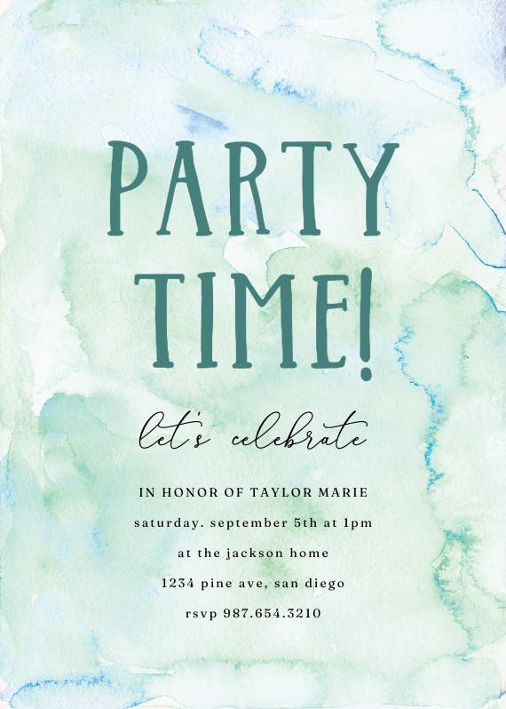Colorful party time - invitación para fiesta