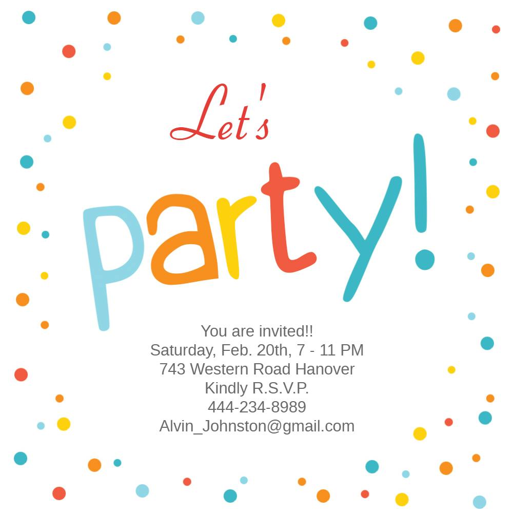 Confetti dots frame - printable party invitation