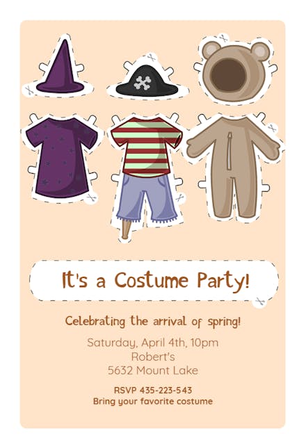 Costume Party Printable Party Invitation Template Free Greetings Island
