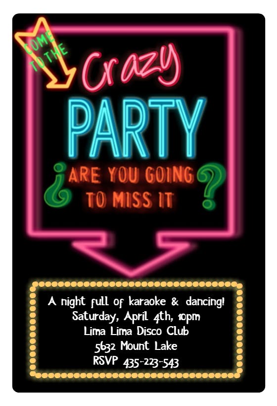 Disco party - party invitation