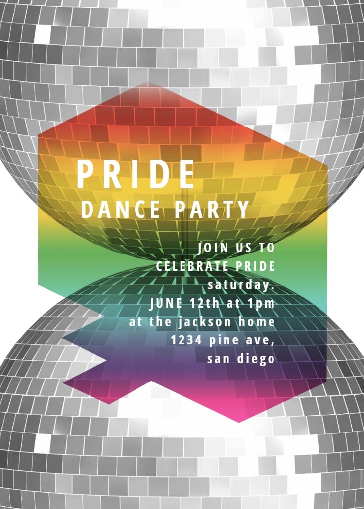 Disco pride party - invitation