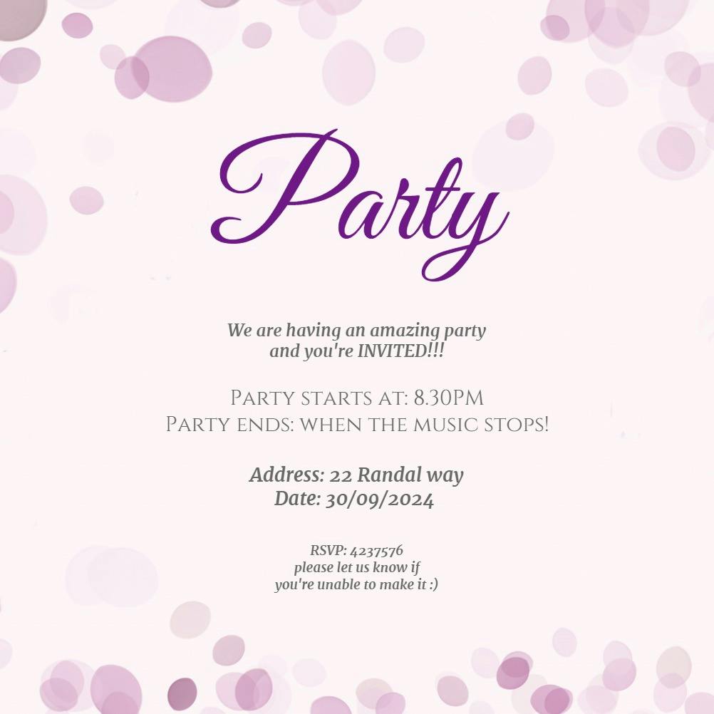 Filtered bubbles - printable party invitation