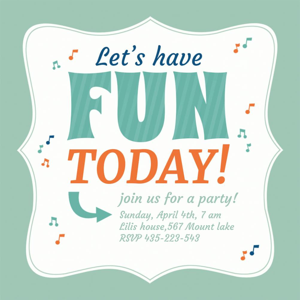 Fun Day - Printable Party Invitation Template (Free) | Greetings Island