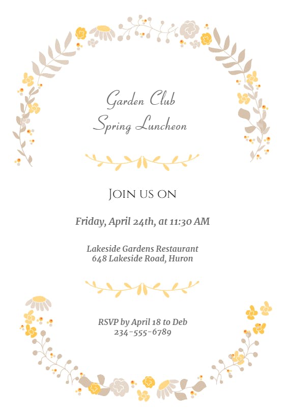 Garden glories - printable party invitation