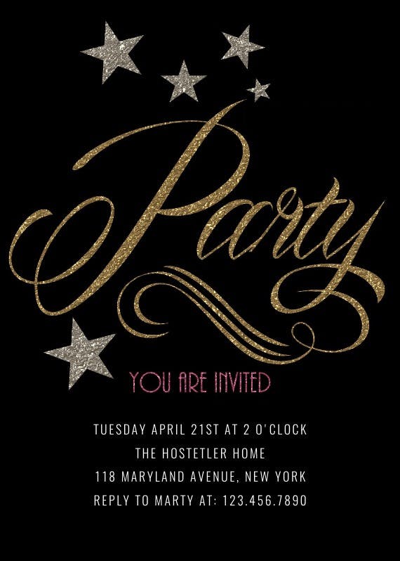Glitter party -  invitación para todos los días