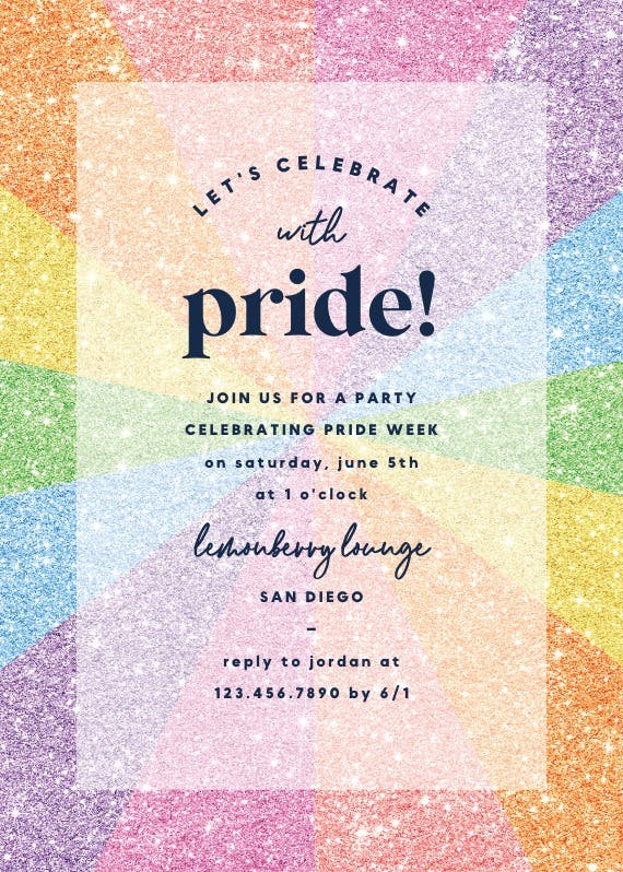 Glitter pride party -  invitation template