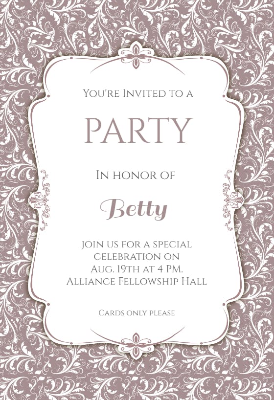 Gold ornaments - printable party invitation