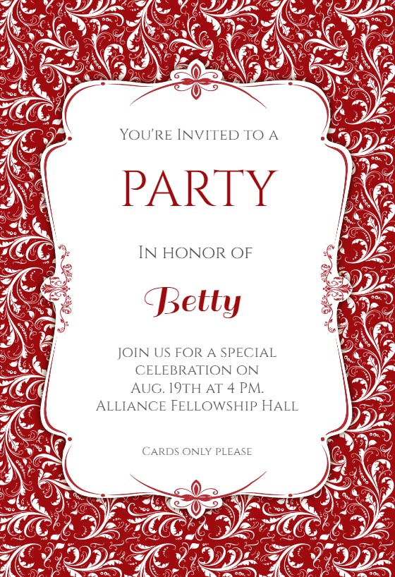 Gold ornaments - printable party invitation