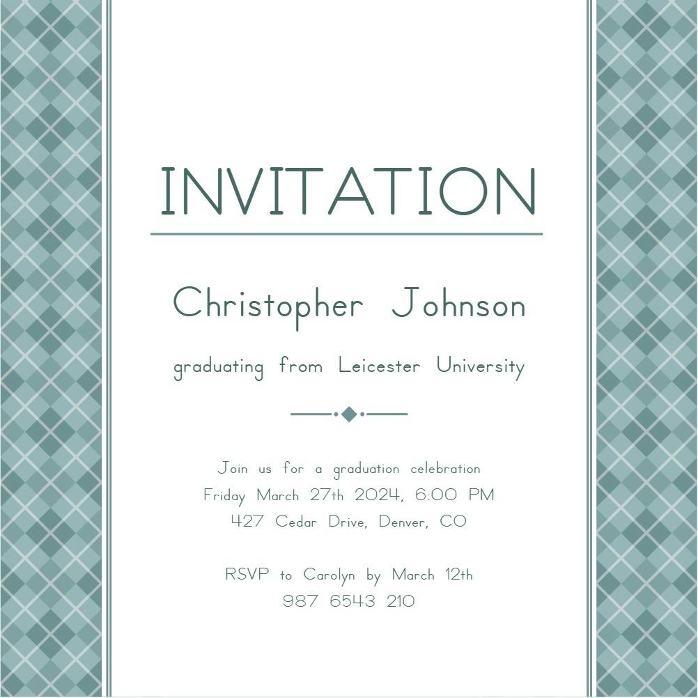 Modern argyle -  invitation template