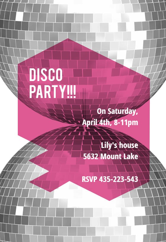 Modern disco party - party invitation