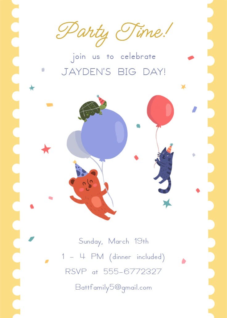 Party is in the air - invitación para fiesta