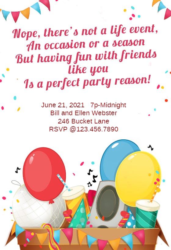 Perfect party reason - party invitation