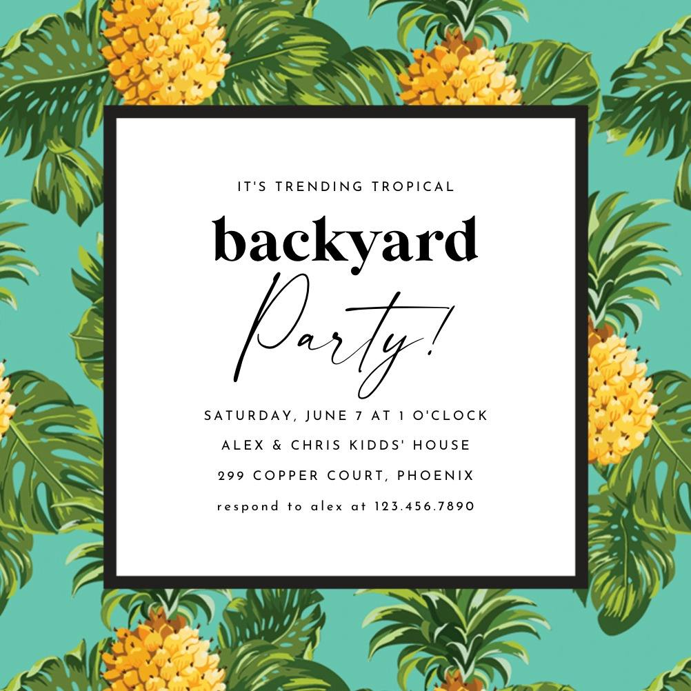 Pineapple print - invitación para pool party