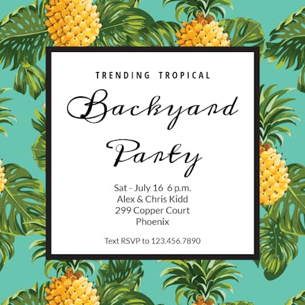 Pineapple Print - Pool Party Invitation