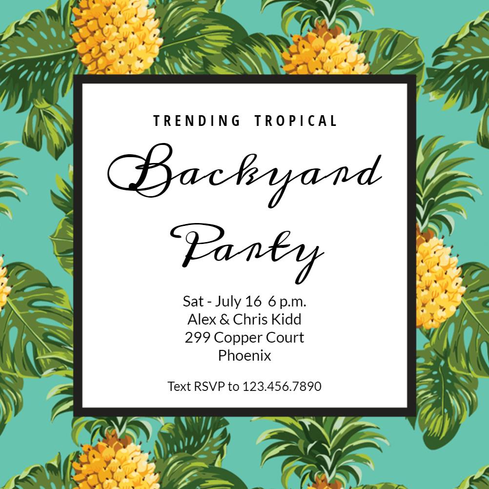 Pineapple print -  invitación para fiesta