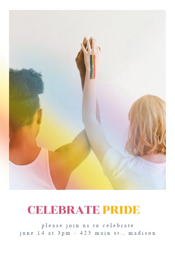 Rainbow pride celebration - printable party invitation