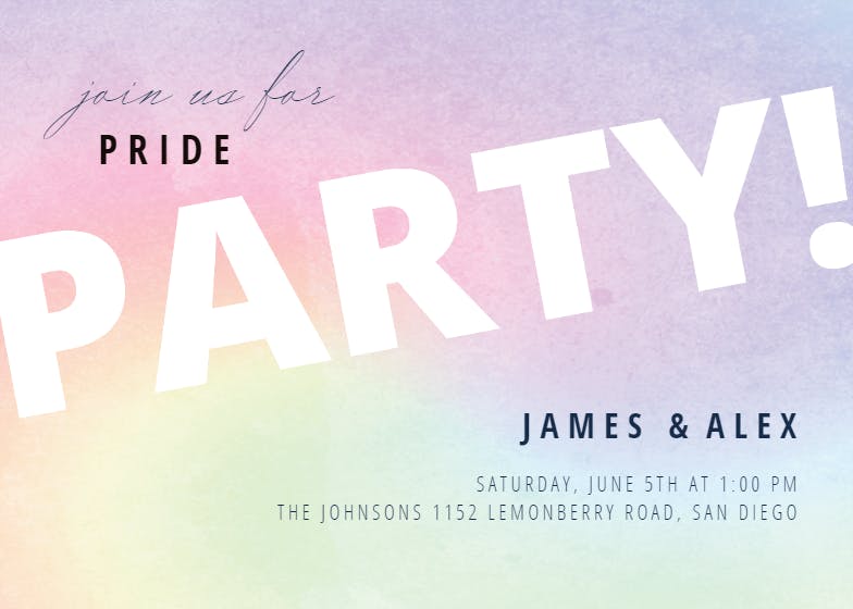 Pastel rainbow pride - invitation