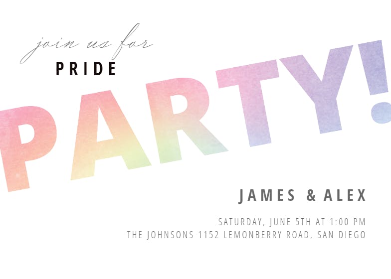 Pastel rainbow pride -  invitación para fiesta